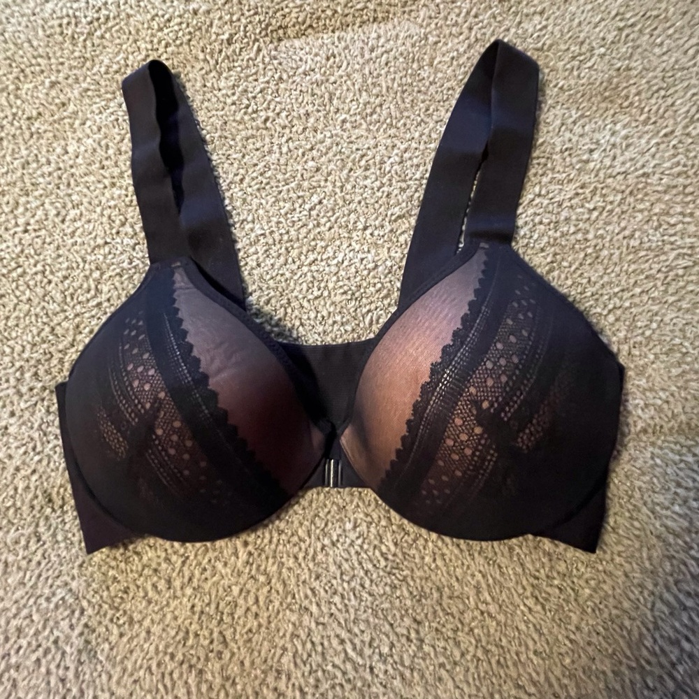 SPANX Black Full Coverage Bra with Lace Overlay